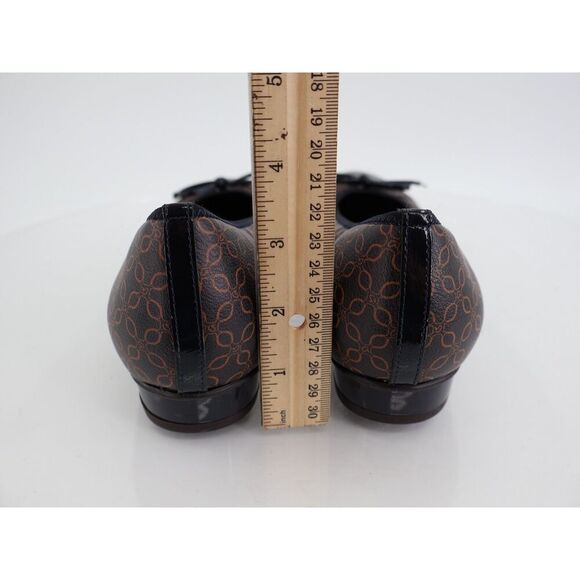 Ara Belinda Ballet Flat Black Brown Vegan Size 10 Cap Toe Bow Slip On Shoes - Picture 7 of 13